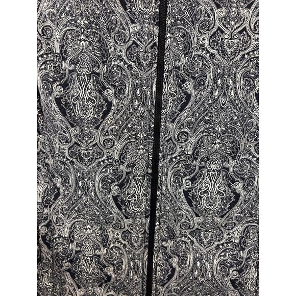 Talbots Woman 2X Paisley Puffer Vest Black White Zip Front Down Filled - Picture 6 of 7